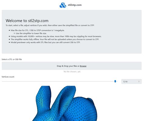 Convert STL and OBJ files to STEP files online! .